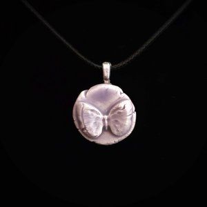 Handmade Ceramic Lilac Butterfly Pendant Necklace